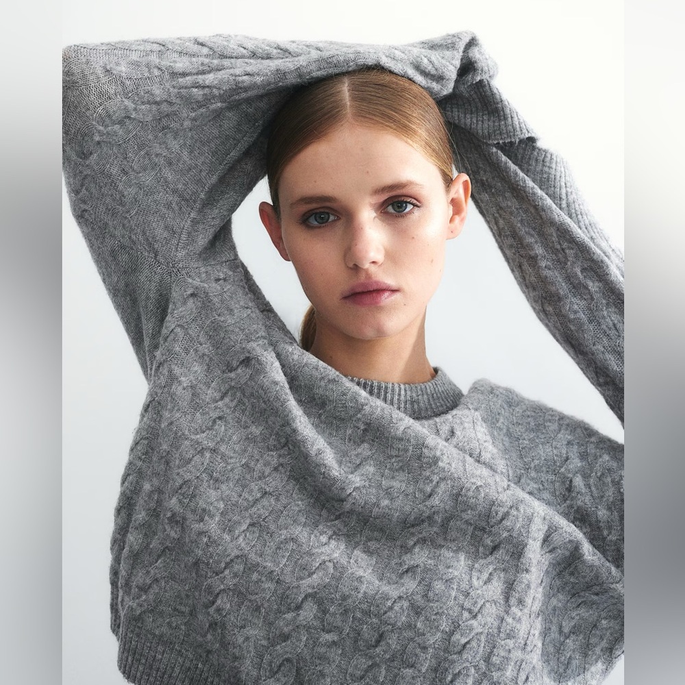 Gray Cable Knit Sweater